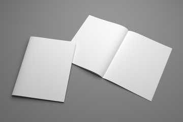 Blank open 3d rendering US Letter magazine mockup with cover