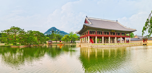 Obraz premium Pałac Gyeongbokgung. Korea Południowa. Panorama