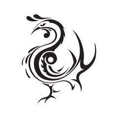 Rooster. Cock. Abstract rooster logo,icon.  Rooster as symbol of new year 2017 in Chinese calendar. 
Tatto. Isolated vector illustration.