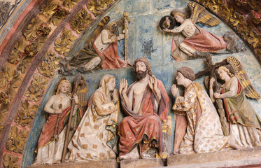 Tympanum in Burgos Cathedral, Spain