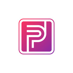Letter P logo,Rounded rectangle shape symbol,Digital,Technology,Media