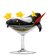 Obraz premium Pinguino nel bicchiere