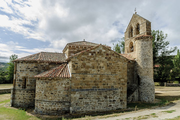 Obraz premium sight of the Romanesque collegiate church of San Salvador in Cantamuda, Palencia, Castile and León, Spain