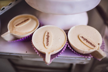 beautiful and delicious candy bar with cookies and cakes