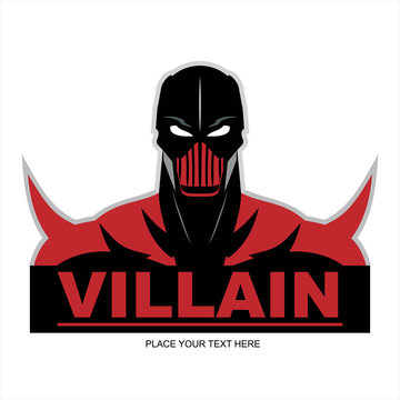 Great Red Villain in flat color, isolated on white.