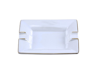 Empty white ceramic ashtray