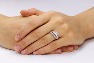 Close up of female hands with ring