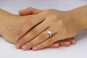 Close up of female hands with ring