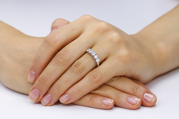 Close up of female hands with ring