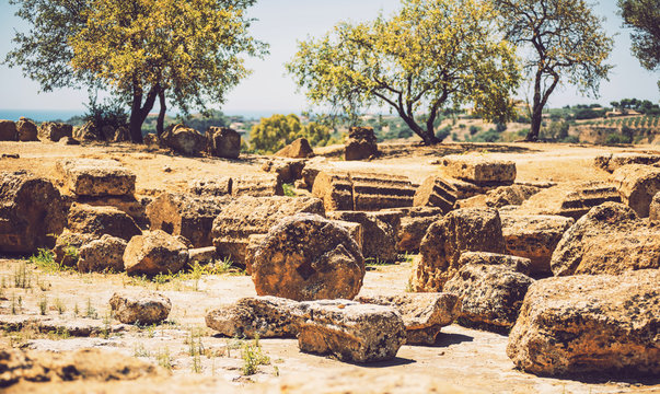 View of the Valley of the Temples in Agrigento, Sicily, Italy