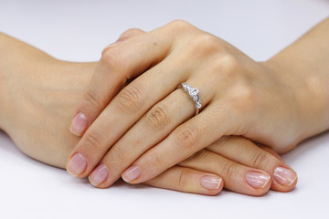 Close up of female hands with ring