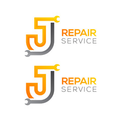 Letter J with wrench logo,Industrial,repair,tools,service and maintenance logo for corporate identity