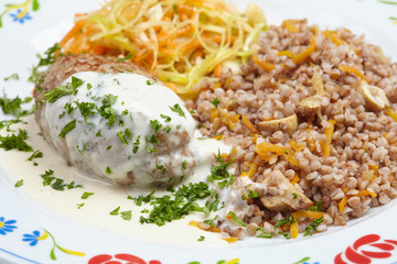 buckwheat with cutlet
