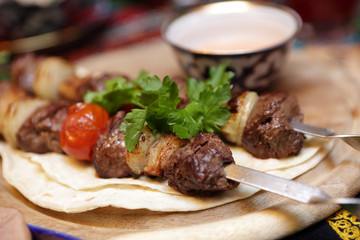 Kebab on skewers