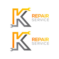 Letter K with wrench logo,Industrial,repair,tools,service and maintenance logo for corporate identity