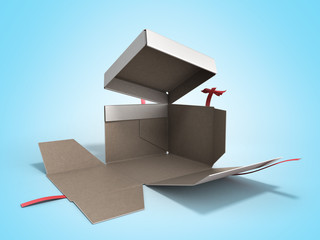 Open White Square Gift Box with Red Ribbon and Bow 3d render on