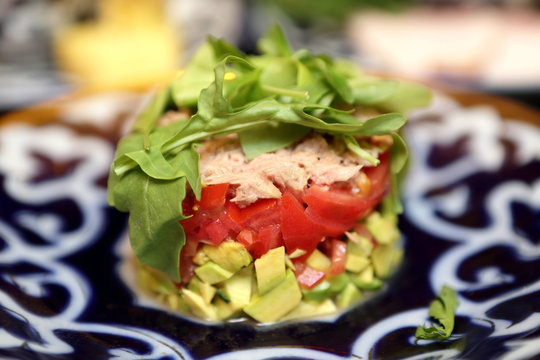 Plate with tuna salad