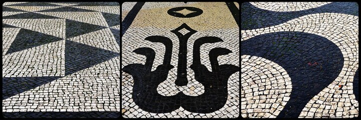 Les trottoirs pav&eacute;s de Lisbonne