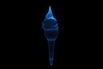 Icecream in Hologram Wireframe Style. Nice 3D Rendering
- 124124233