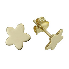 Small earrings on white background.