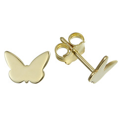 Small earrings on white background.