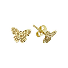 Small earrings on white background.