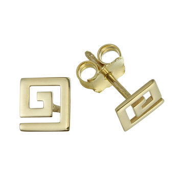 Small earrings on white background.