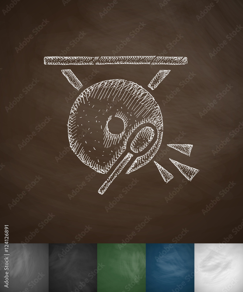 Wall mural gong icon. hand drawn vector illustration