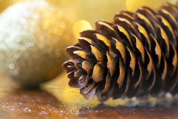 Christmas pine cone decoration background