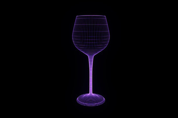 Wine Glass in Hologram Wireframe Style. Nice 3D Rendering
- 124128251