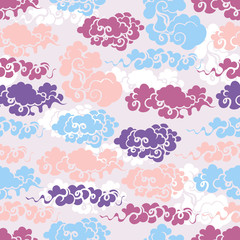 Seamless pattern with clouds in the Chinese style.
