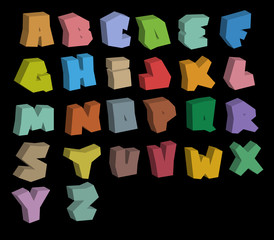 3D graffiti color fonts alphabet over black © johnjohnson