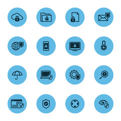 Data security protection icons set