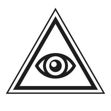 Masonic Symbol. All Seeing Eye Inside Pyramid Triangle Icon. Vector