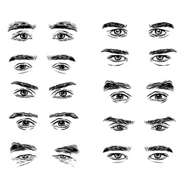 Vector Part Of The Male Person S Eyes And Eyebrows.