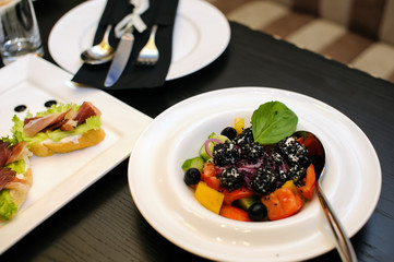 catering table set service with silverware