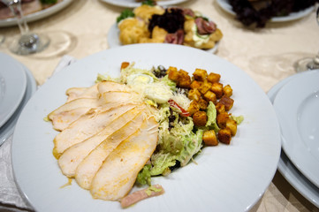 catering table set service with silverware