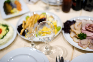 catering table set service with silverware