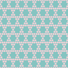 Nice cute background seamless pattern with many repeating stylized pink flowers net isolated on the blue fond. Vector illustration eps