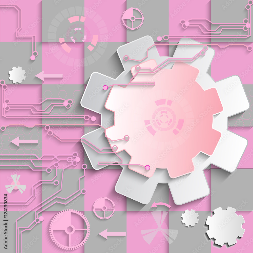 Poster abstract technological background with various technological ele
