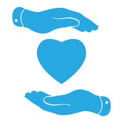two hands hands with heart icon, vector illustration