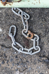 Old chain on concrete ground -Background