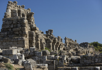 Fototapeta na wymiar The ruins of the ancient city of Side in Turkey