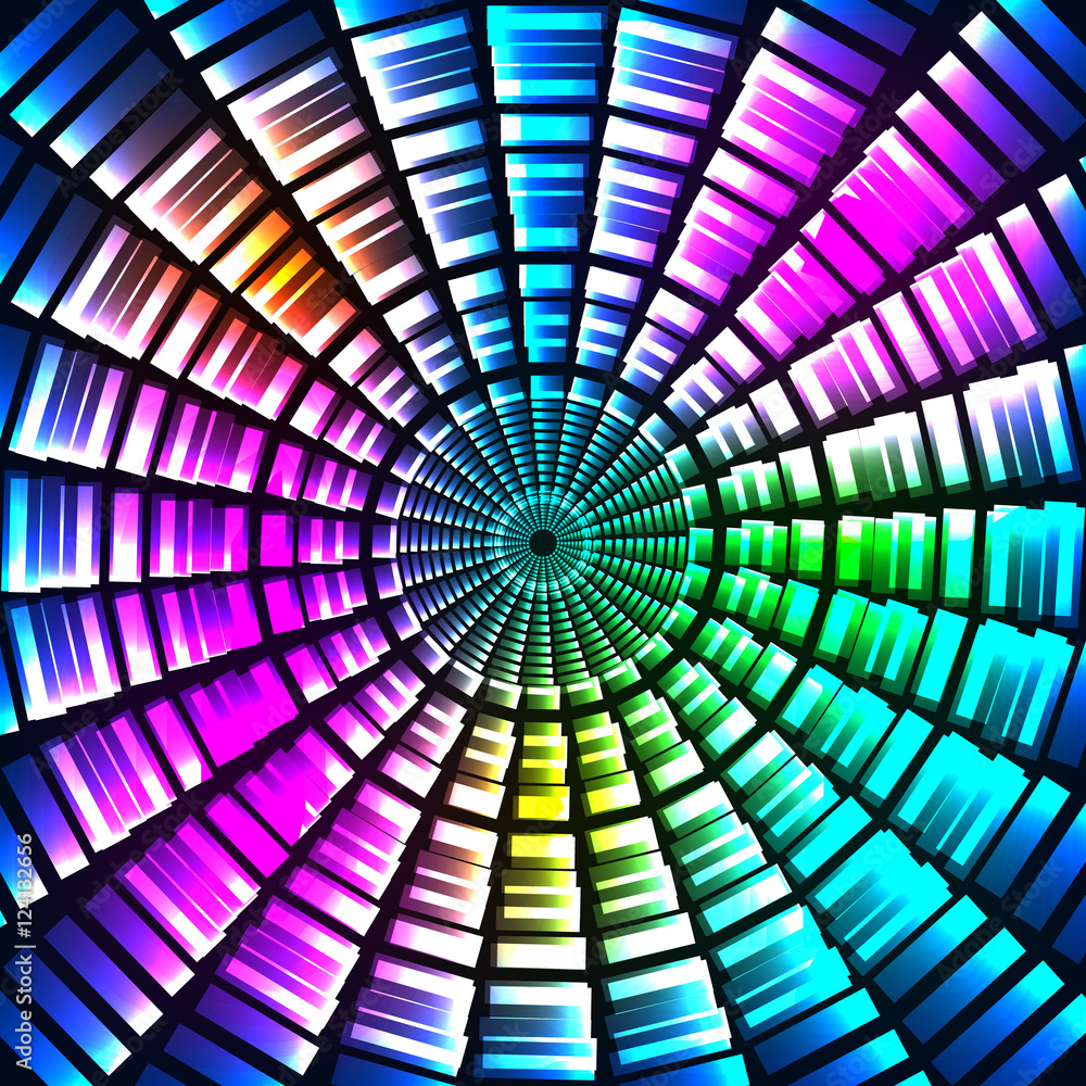 Poster Abstract circular pattern with gradient lines, and rays.