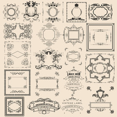 Vintage frame. Set frames in antique style for decoration and logo signs.