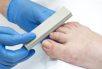 process of pedicure at beauty salon