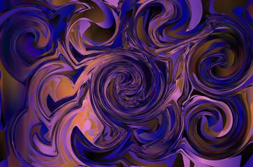 Colorful psychedelic purple background made of interweaving curv