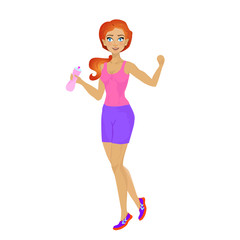 Cartoon character of fitness woman strong gesture illustration.