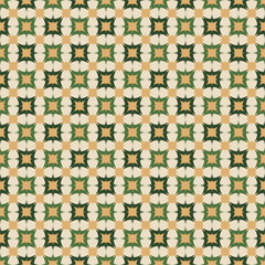 Seamless background pattern with repeating square green khaki ornament on the light background. Vector eps illustration