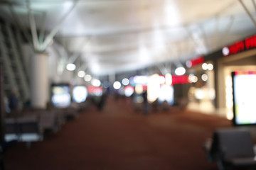 Blurry Lights of Airport Terminal